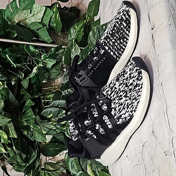 Adidas Eqt Support Black and White Glitch Core Sneakers 10